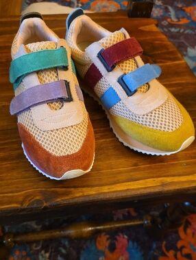 Charlotte Stone Conway Multicolor Suede & Mesh Velcro Sneakers
